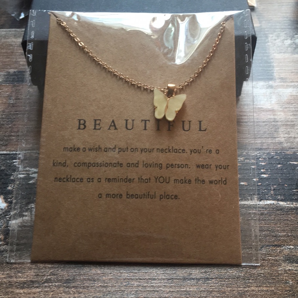 Butterfly cream necklace 3/$25